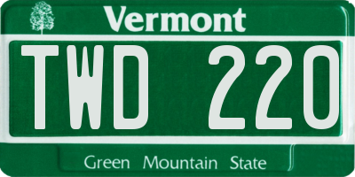 VT license plate TWD220