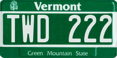VT license plate TWD222
