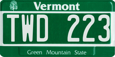 VT license plate TWD223