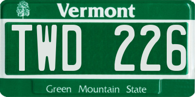 VT license plate TWD226