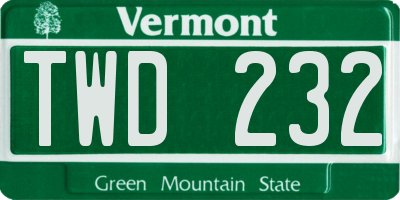VT license plate TWD232