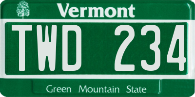 VT license plate TWD234
