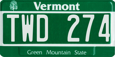 VT license plate TWD274