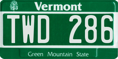 VT license plate TWD286
