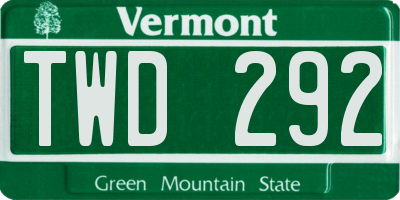 VT license plate TWD292