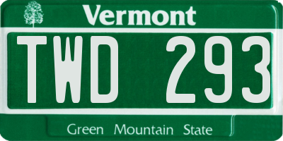 VT license plate TWD293