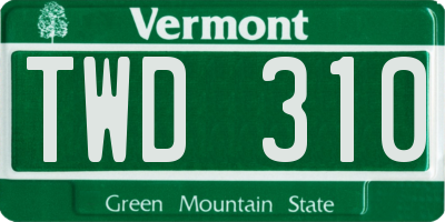 VT license plate TWD310