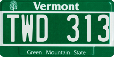 VT license plate TWD313