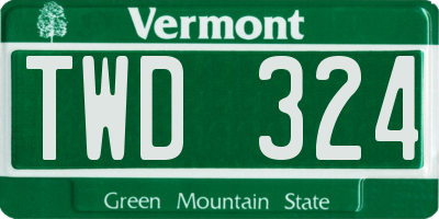 VT license plate TWD324