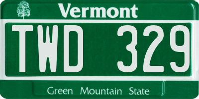 VT license plate TWD329