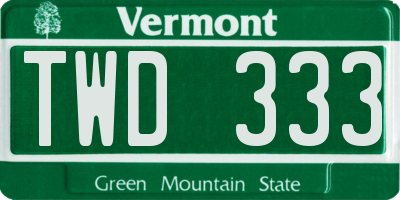 VT license plate TWD333