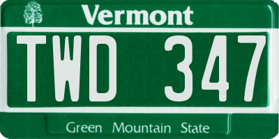 VT license plate TWD347