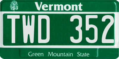 VT license plate TWD352