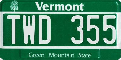 VT license plate TWD355