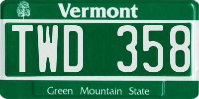 VT license plate TWD358