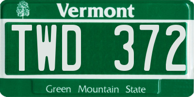 VT license plate TWD372