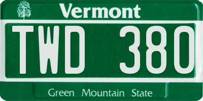 VT license plate TWD380