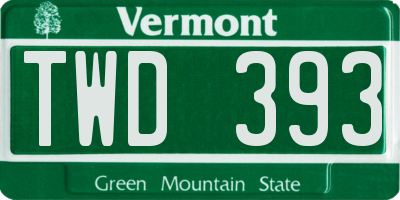 VT license plate TWD393