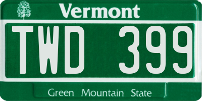 VT license plate TWD399