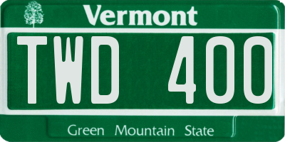 VT license plate TWD400