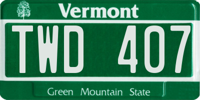 VT license plate TWD407