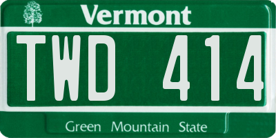 VT license plate TWD414