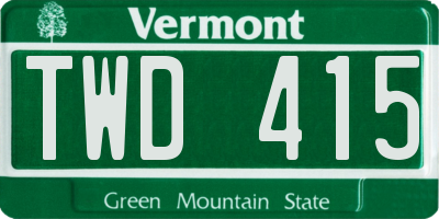 VT license plate TWD415