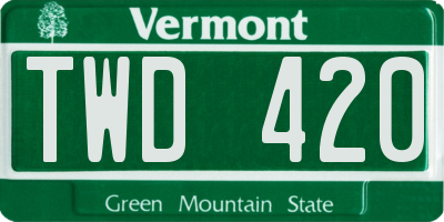 VT license plate TWD420