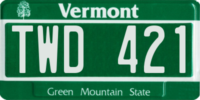 VT license plate TWD421