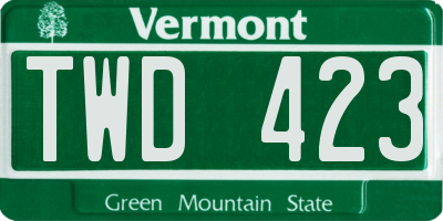 VT license plate TWD423