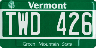 VT license plate TWD426