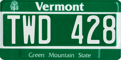 VT license plate TWD428