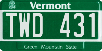 VT license plate TWD431