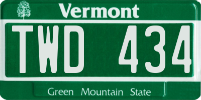 VT license plate TWD434