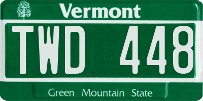 VT license plate TWD448