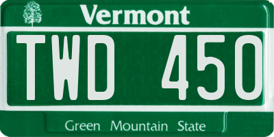 VT license plate TWD450