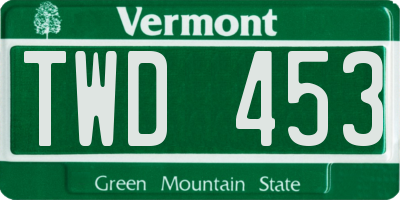 VT license plate TWD453