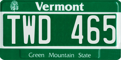 VT license plate TWD465