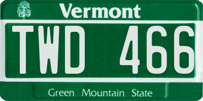 VT license plate TWD466
