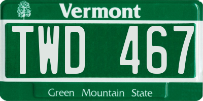 VT license plate TWD467