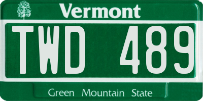 VT license plate TWD489