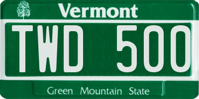 VT license plate TWD500
