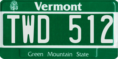 VT license plate TWD512