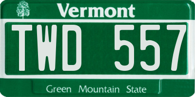 VT license plate TWD557