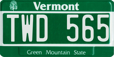 VT license plate TWD565