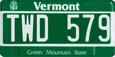 VT license plate TWD579