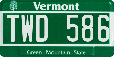 VT license plate TWD586