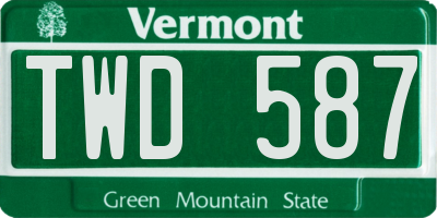 VT license plate TWD587
