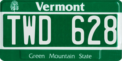 VT license plate TWD628