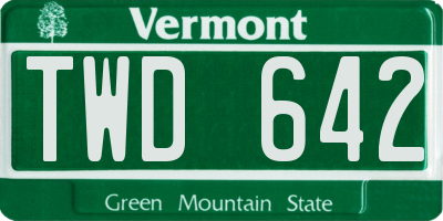 VT license plate TWD642